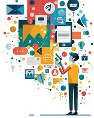 Unleashing Digital Potential A Man Navigating a World of Online Connection and Information vibrant