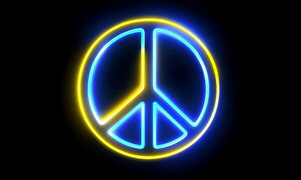 peace symbol on a black background. 