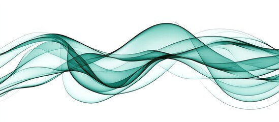 Abstract teal waves flowing across a white background