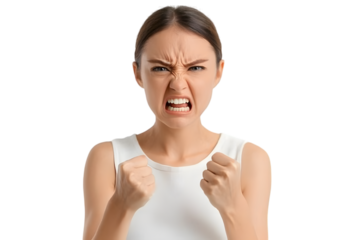 Emotional blonde woman opening her mouth widely screaming loudly being dissatisfied with something expressing disagreement and annoyance. Ai Generated Images