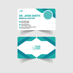 Modern Doctor Business Card Template, Clean Medical Visiting Card Design
