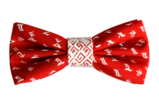 fashionable red bow tie with white paisley pattern isolated on white background. Ai Generated Images