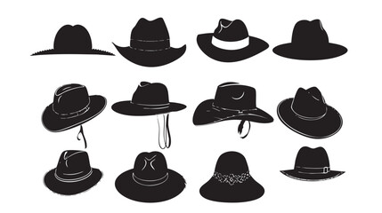 Hats silhouette isolated on white background