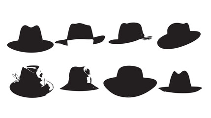 Hats silhouette isolated on white background