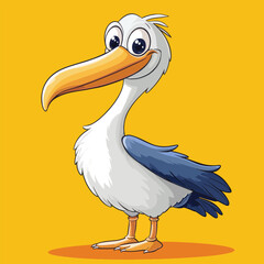 Cartoon Pelican with Googly Eyes and a Friendly Smile Standing Tall