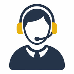 Customer support icon vector silhouette illustration isolated on white background