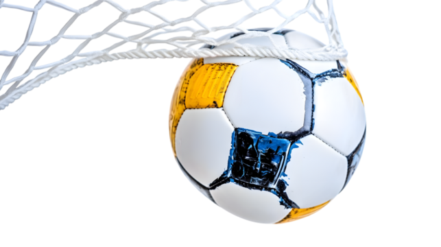 Goal! Soccer ball in the net isolated on white background. Ai Generated Images - Powered by Adobe