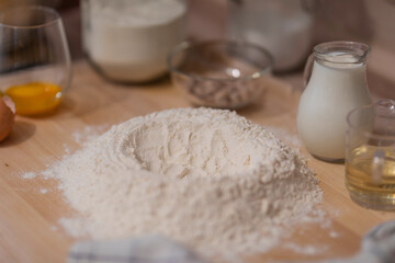 Prepared ingredients for baking yeast buns