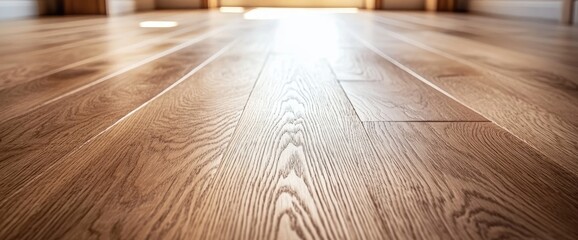 Natural light reflecting on a light brown wooden floor