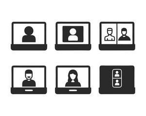 video call meeting icon vector silhouette illustration isolated on white background