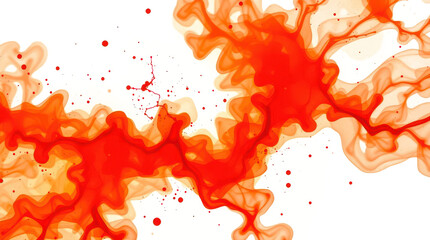 Dynamic abstract red and orange splatter transparent background