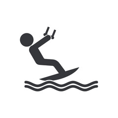 Isolated wind surfing pictogram over the sea, representing water sports symbol.