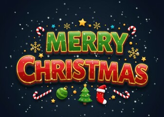 Festive “Merry Christmas” text style effect.