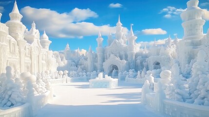 A breathtaking ice castle in a winter wonderland