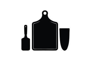 Obraz premium Cutting board kitchen silhouette on white background