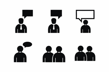 set of conversation icon vector silhouette illustration isolated on white background