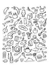 Fast food outline doodle vector