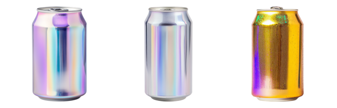 Isolated Metallic Cans on Transparent Background for Design Projects