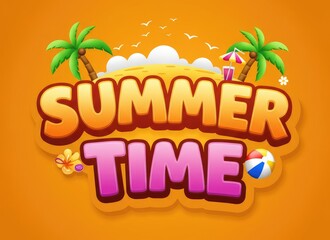 Obraz premium Editable “Summer Time” vector text effect, perfect for summer season events