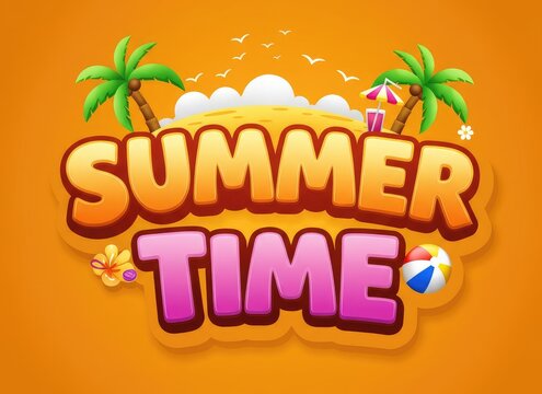Editable “Summer Time” vector text effect, perfect for summer season events - Powered by Adobe