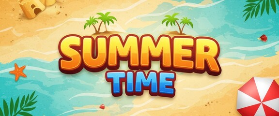 Editable “Summer Time” vector text effect, perfect for summer season events