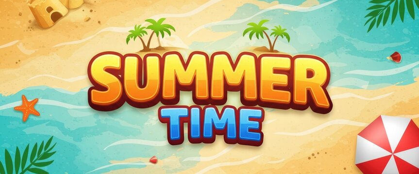 Editable “Summer Time” vector text effect, perfect for summer season events