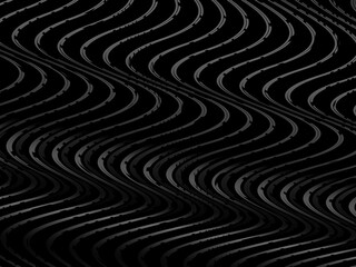 Black abstract background design. Modern wavy lines (guilloche curves) pattern in monochrome colors. Premium line texture for banner, business background. Dark horizontal vector template.