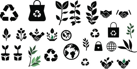 fair trade line icons, sustainability vector set, eco thin line icons