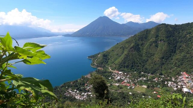 Beautiful Lake Atitlan and the Guatemalan highlands, Solola, Guatemala