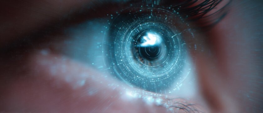 Robot Eye with Glowing Digital Scanning Interface