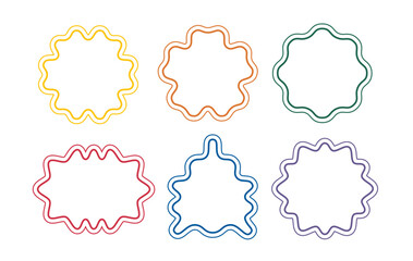 Fototapeta premium Zig zag edges frames set, Geometric shape with wiggly borders, Jagged borders, Stickers Frames Labels Badges Collection, decorative elements Vector illustration
