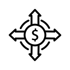 Financial diversification icon. Outline style. Isolated on white background.