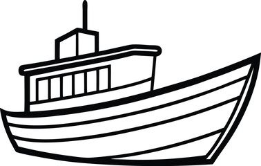 Obraz premium Boat Silhouette Vector Illustration in White Background