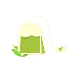 green leaf tea bag vector
