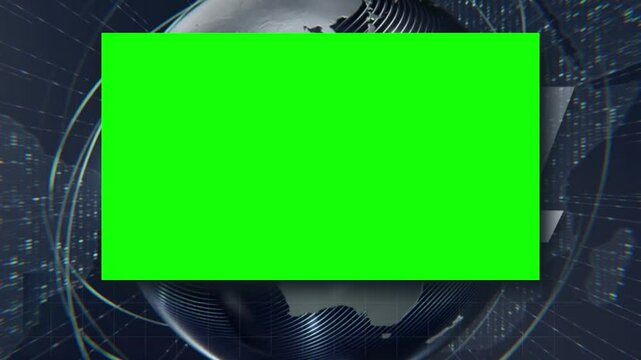 News Green Screen Background with Digital Globe Animation