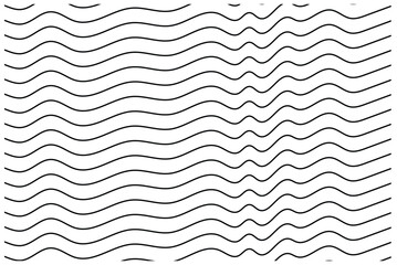 Black wavy lines abstract pattern on white background