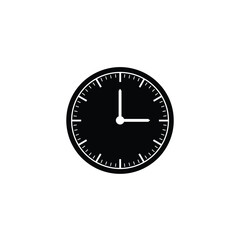Simple black clock icon time management design