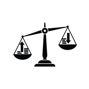 Balancing financial growth and decline scale icon