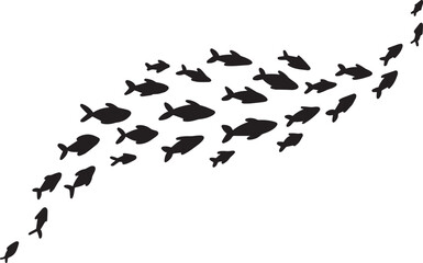 Decorative Fish School and Shoal Silhouette | Underwater Marine Vector for Invitation & Design Artwork