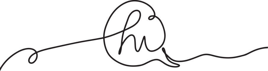 Continuous One Line ‘Hi’ Speech Bubble | Minimalist Line Art for Greetings & Communication Artwork