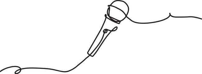 Continuous One Line Microphone Illustration | Minimalist Music and Audio Vector Design Artwork