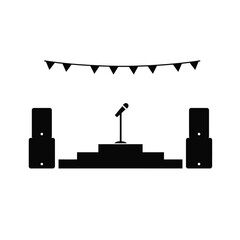 Simple stage setup with speakers and microphone