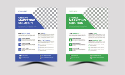Business flyer design with blue and green colour, vector design