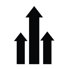 Three black arrows pointing upwards growth success