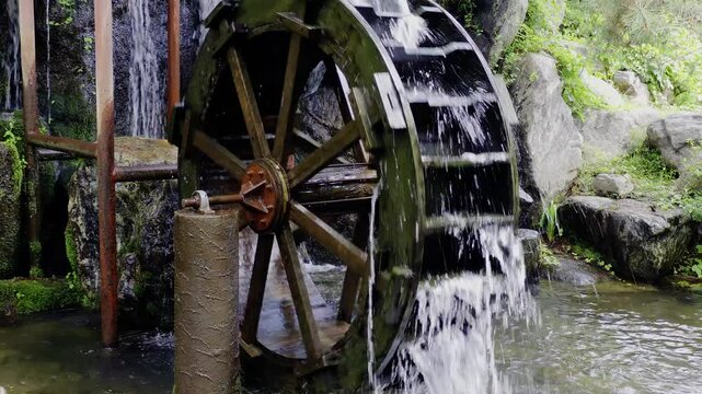 한국,물레방아,연못,Korea, a water wheel, pond