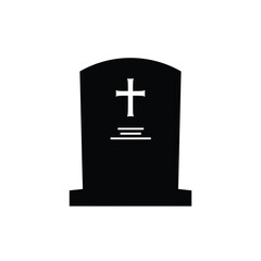 Fototapeta premium Simple black gravestone icon christian cross symbol