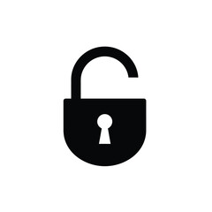 Open padlock icon security access unlocked