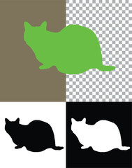 Vector illustration set of farm and wild animal silhouettes including cat icons on an abstract nature background