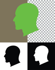 Vector illustration of a male head silhouette with a men profile, representing