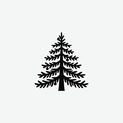 Christmas Tree Vector Silhouette – Minimalist Black Pine Illustration on White Background